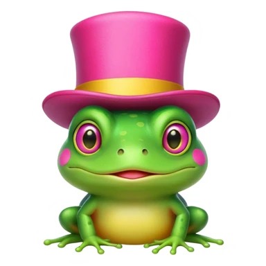 Cute frog with a top hat on his head but the top hat is hot pink and yellow sticker