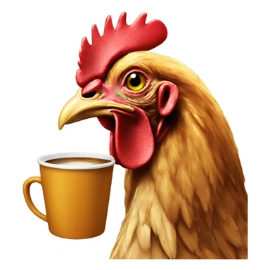 Chicken drinking coffee sticker