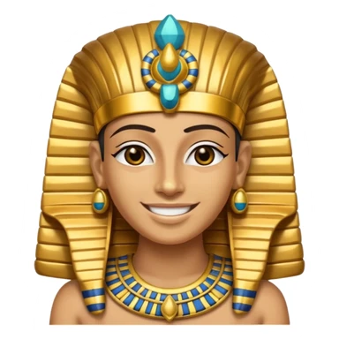 Tutankhamun with golden headdress, emoji style sticker