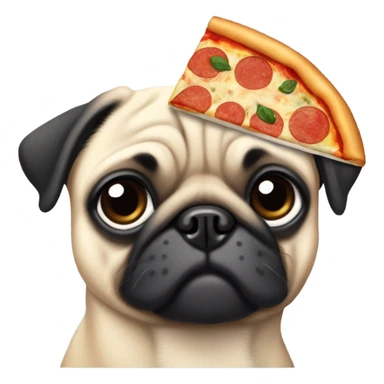 Black and gray Eurasian pug eating pizza sticker