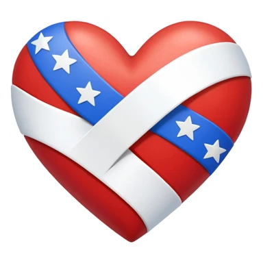 Patriotic heart white ribbon and gold stars sticker