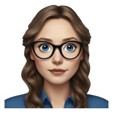 Hyper Realistic Elizabeth Olsen brunette blue eyes wearing glasses  sticker
