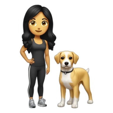 crossfit woman with black hair, white and doing lowering. And a golden dog at her side sticker