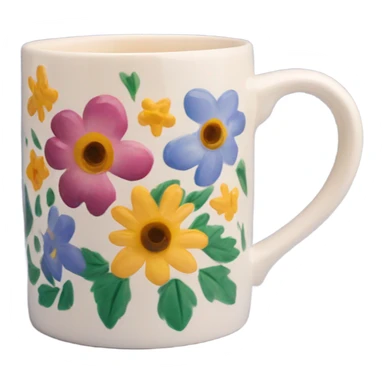 ceramic mug with flowers painted on it sticker