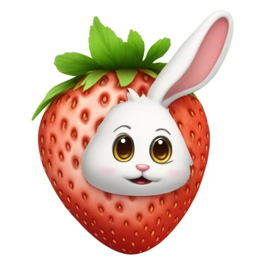 bunny shaped strawberry with cute face sticker