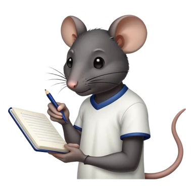 Black rat in a white jersey taking notes sticker
