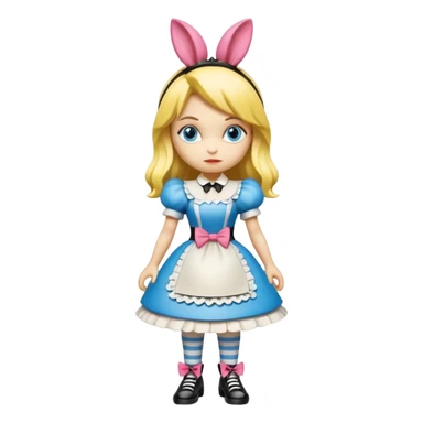 Isolated, detaile illustration of the most incredibly alternative punkstyle of disney's Alice in wonderland
figurine imaginable, toy style. sticker