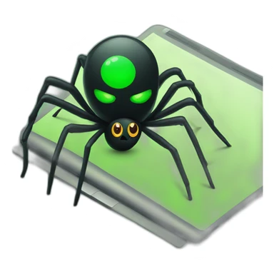 Evil black spider with green lines and laptop sticker