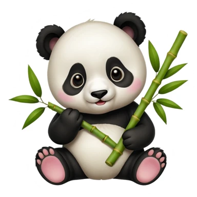 baby panda eating bamboo sticker
