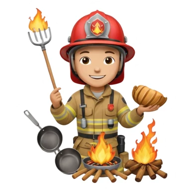 Firefighter cooking on bonfire sticker