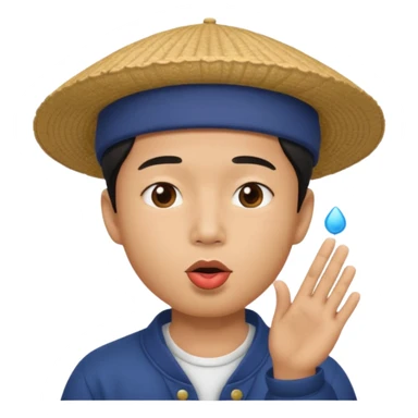 asian man in asian hat blowing a kiss sticker