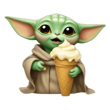 Baby yoda eating ice cream sticker