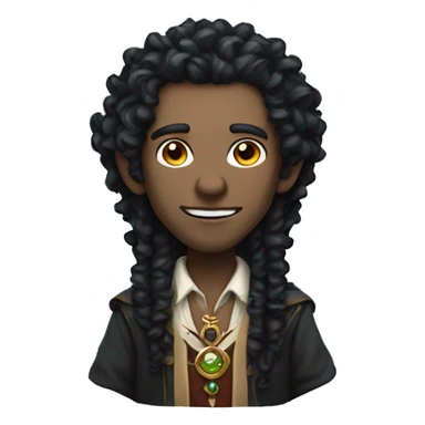 A modern witchdoctor, a male fantasy elf with long black curly hair. sticker