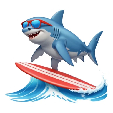 Shark with sunglasses surfing on a wave sticker