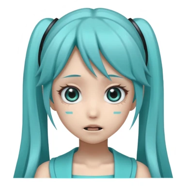 Hatsune miku with creepy face sticker