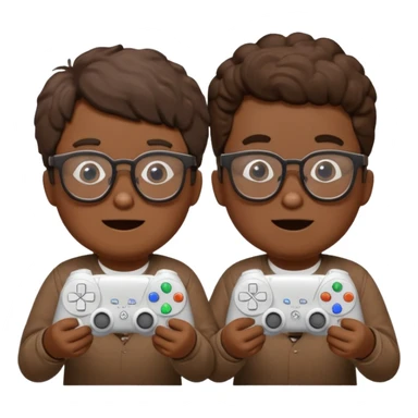 Two poops wearing glasses and each on holding ps5 controller sticker
