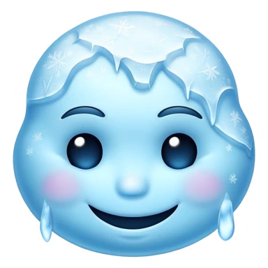 frozen smiley face sleeping, icy blue color, frosty details sticker