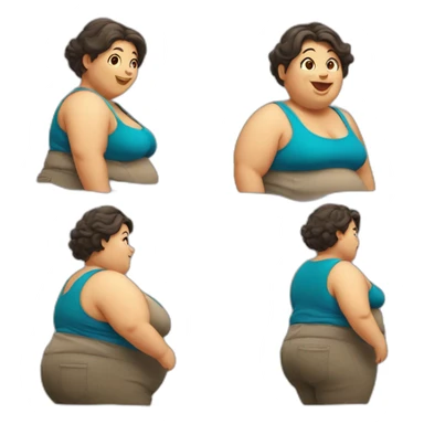 fat woman happy sticker