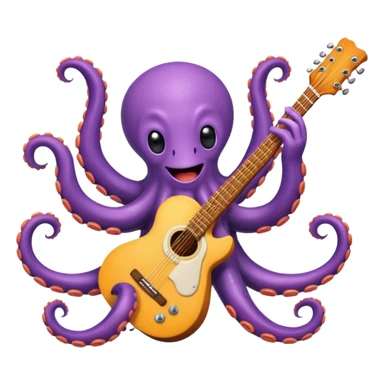 happy octopus with multiple arms playing guitar sticker