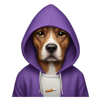 Dog wearing a purple hoodie smoking a cigarette sticker