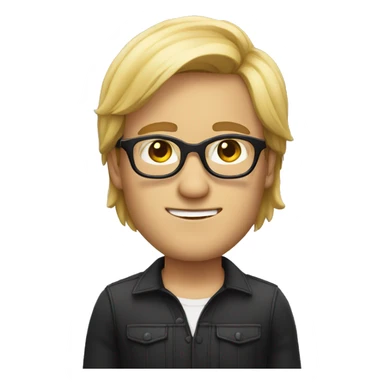 men with black round glasses and semi long blond hairs sticker