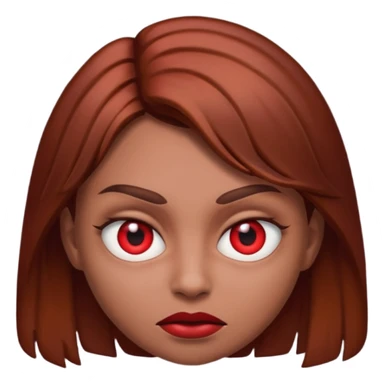 RED EYES, EVIL EMOJI, KILLER EYES, BROWN HAIR sticker