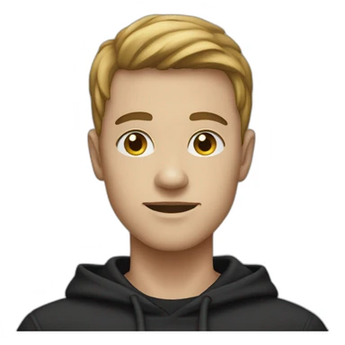 a person with black hoodie(face describe a dot near lips to the right) sticker