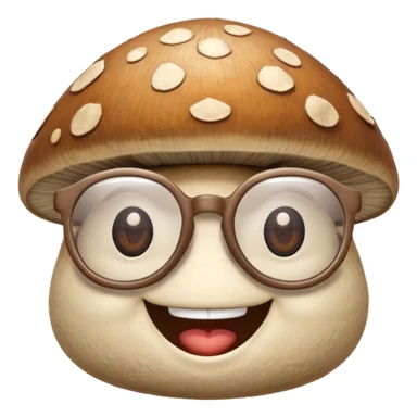 mushroom with glasses and a big smile sticker