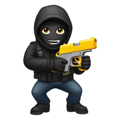 Robber emoji with water pistol sticker