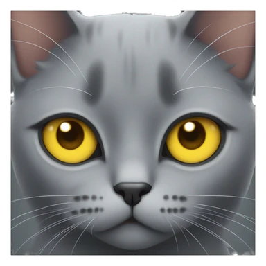 Gray cat with yellow eyes with a mark in left eye sticker