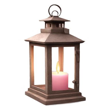 Realistic Single HD light pink rustic lantern with glass and lit candle inside. sticker