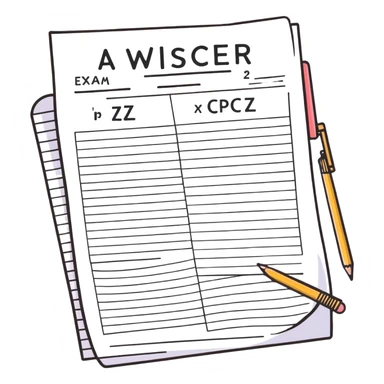 answer sheet with multiple choice selections, exam paper with answers sticker