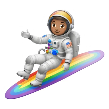 Astronaut ride rainbow trail sticker