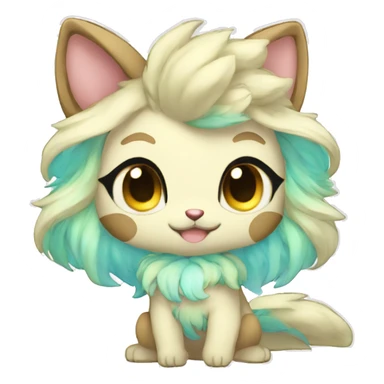 Cute Kawaii Chibi Anthro Sona Pretty Shiny Colorful Sparkly Fakemon Full Body sticker