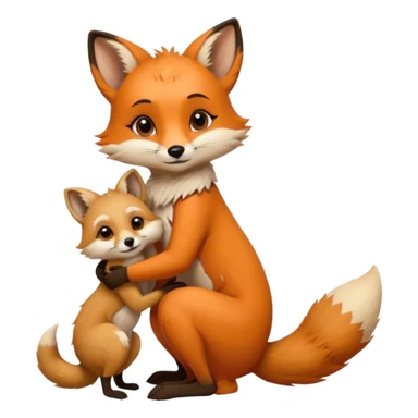 A cute female 9 tail fox hugging a meerkat sticker