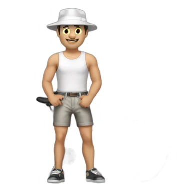 hombre gordo piel blanca gorra bermudas y bicicleta sticker