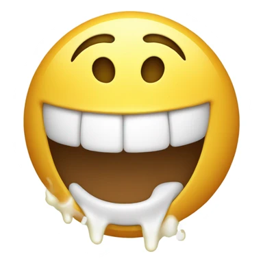 Smiling emoji having white honey fall out of its mouth  sticker