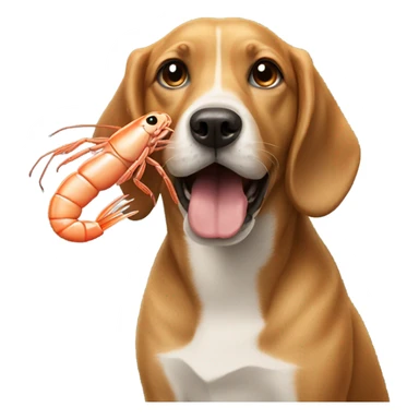 Dog eating a shrimp sticker