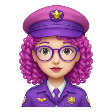 scout girl with pink scout uniform including hat, purple curly haired and glassess sticker