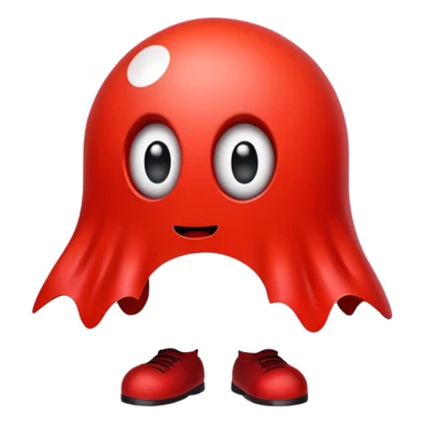 Red Pacman ghost character with big eyes sticker