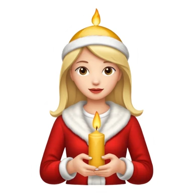 woman holding christmass ornamented candle sticker