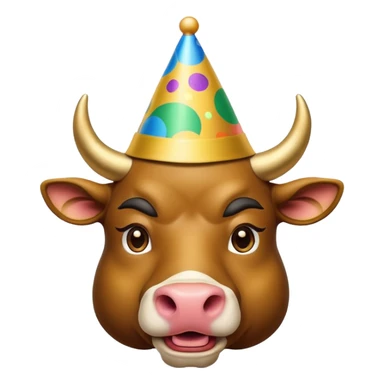 New Year's dressed bull emoji sticker