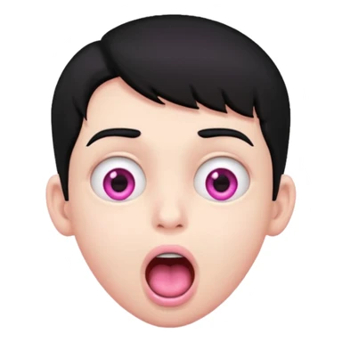 Boy with black hair, pink eyes rolled back, mouth open drooling  sticker