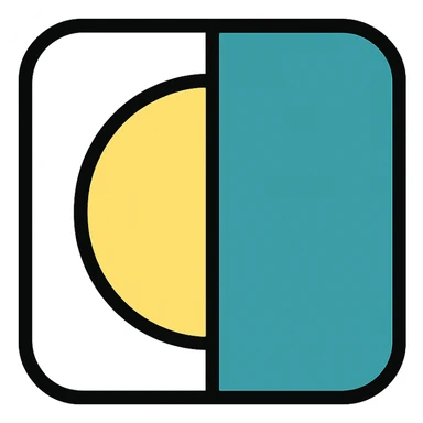 icon for 'in contrast' with two opposing shapes or colors sticker