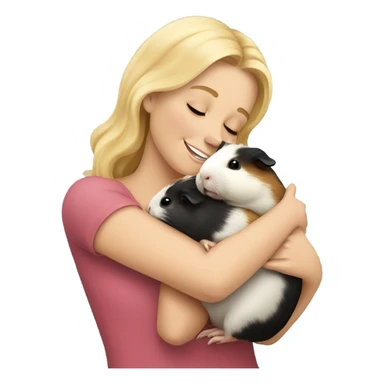 blonde woman hugging a guineapig sticker