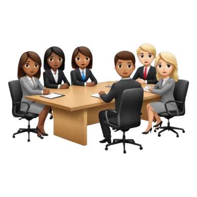 a group of coworkers in meeting room in long rectangular table sticker