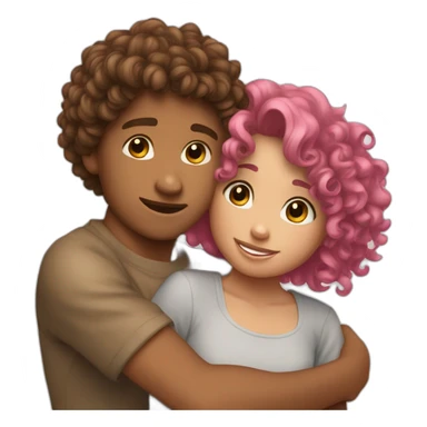 A short ponk haire girl Huging a curly Brown haire boy sticker