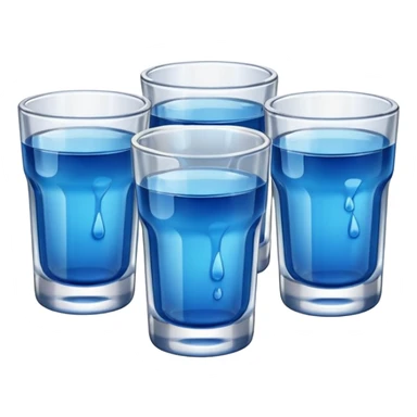 Four shot glasses with blue liquid in them  sticker
