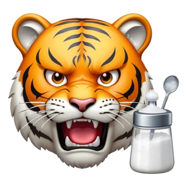 tiger face with salt shaker being salty for Twitch emote sticker