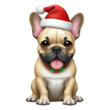 French bulldog with Christmas hat sticker